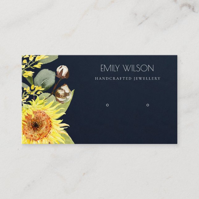 CARTE DE VISITE LOGO DE L'ÉCRAN FLORAL FEUILLE MARINE SUNFLOWER (Devant)