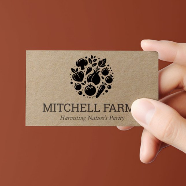 Carte De Visite Logo de légumes minimes et gras pour les agriculte (Créateur téléchargé)