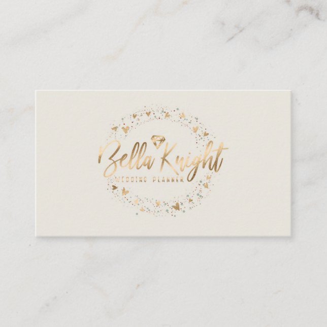 Carte De Visite Logo de l'Elegant Diamond Faux Gold Foil Company (Devant)