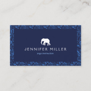 Carte De Visite Logo de l'éléphant blanc avec Motif Paisley