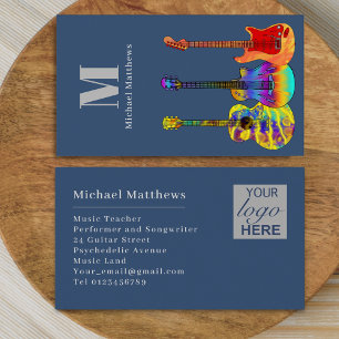 Carte De Visite Logo de l'enseignant de musique guitare Modèle per
