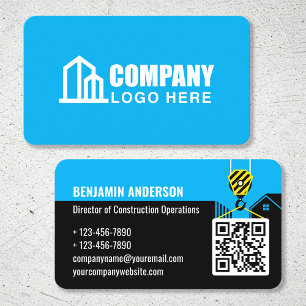 Carte De Visite Logo de l'entreprise Code QR du sous-traitant Bleu