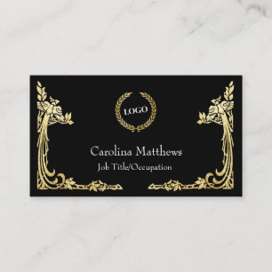 Carte De Visite Logo de l'entreprise Gold Foil Coin Peacock Noir