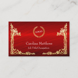 Carte De Visite Logo de l'entreprise Gold Foil Coin Peacock Rouge
