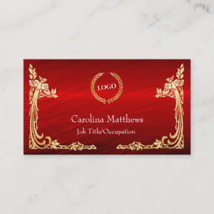 Carte De Visite Logo de l'entreprise Gold Foil Coin Peacock Rouge