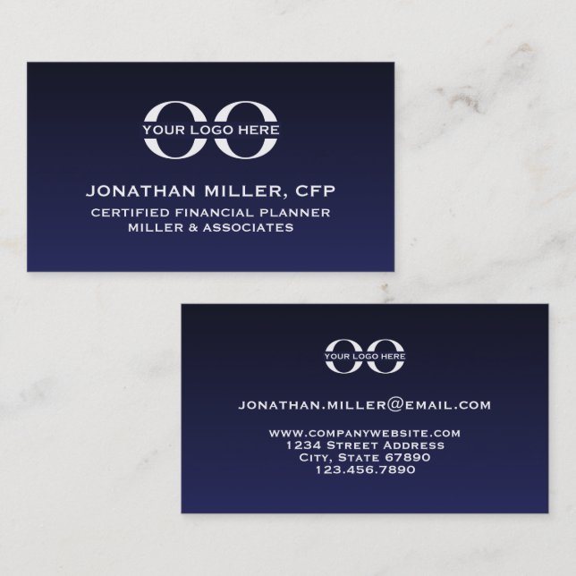 Carte De Visite Logo de l'entreprise Marine Blue Minimalist (Devant / Derrière)