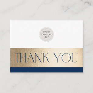 Carte De Visite LOGO DE L'ENTREPRISE merci affaires marine or