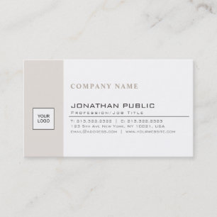 Carte De Visite Logo de l'entreprise moderne tendance Beige Blanc 
