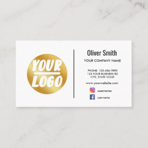 Carte De Visite logo de l'entreprise personnalisée or blanc Rétro 