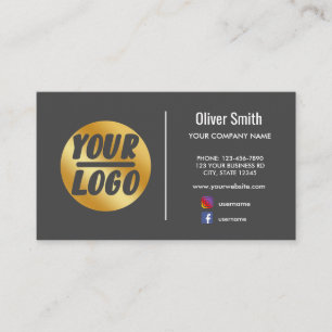 Carte De Visite logo de l'entreprise personnalisée or gris foncé