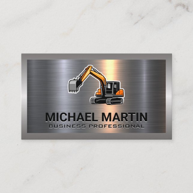 Carte De Visite Logo de l'excavateur | Métal (Devant)