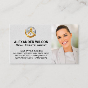 Carte De Visite Logo de l'immobilier Gold Silver   Agent immobilie