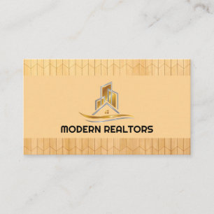 Carte De Visite Logo de l'immobilier Gold Silver   Panneaux en boi