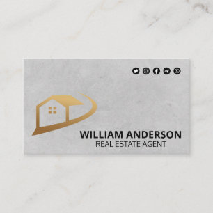 Carte De Visite Logo de l'immobilier   Icônes des médias sociaux