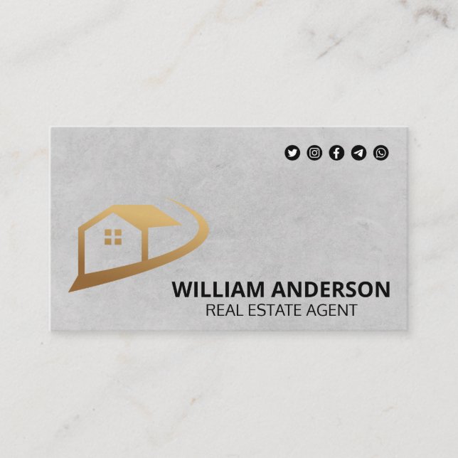 Carte De Visite Logo de l'immobilier | Icônes des médias sociaux (Devant)