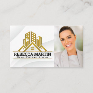 Carte De Visite Logo de l'immobilier métal or   Femme d'affaires