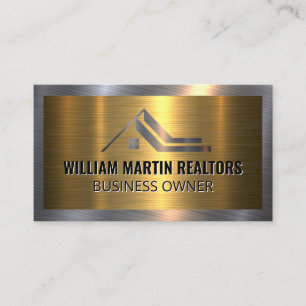 Carte De Visite Logo de l'immobilier métallique   Argent métal
