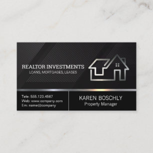 Carte De Visite Logo de l'immobilier moderne   Motif noir élégant