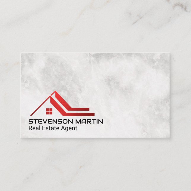 Carte De Visite Logo de l'immobilier Red Roof | Marbre (Devant)