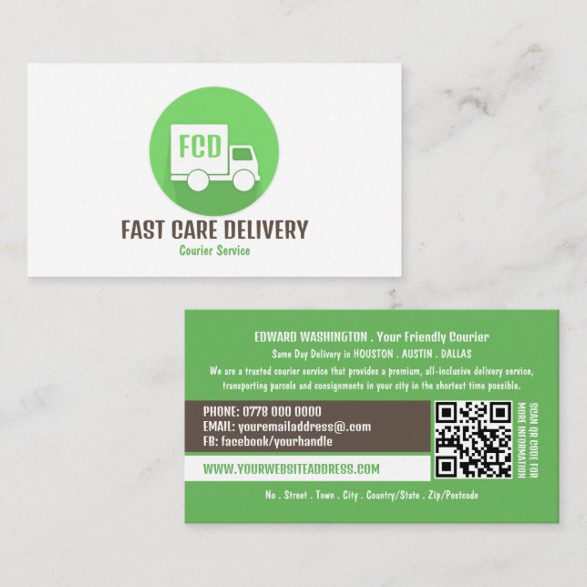 Carte De Visite Logo de livraison par messagerie, service de messa (Devant / Derrière)
