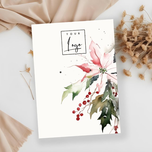 Carte De Visite Logo de l'oreille de Noël Berry Poinsettia (Créateur téléchargé)