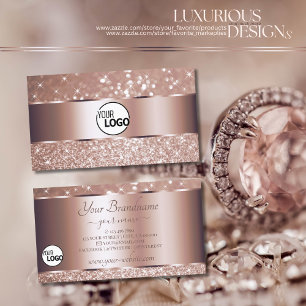 Carte De Visite Logo de luxe Rose Parties scintillant or Étoiles 
