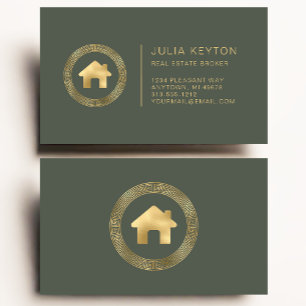 Carte De Visite Logo de maison de biens immobiliers Clé grecque Ve