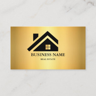 Carte De Visite Logo de maison de biens immobiliers modernes noir