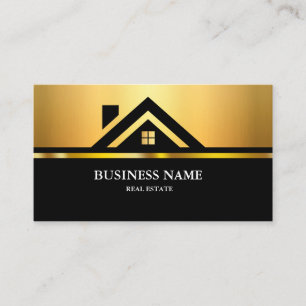 Carte De Visite Logo de maison de biens immobiliers modernes noir