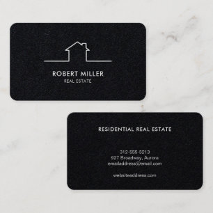 Carte De Visite Logo de maison de biens immobiliers Realtor noir