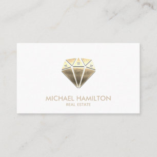 Carte De Visite Logo de maison de diamant en or professionnel