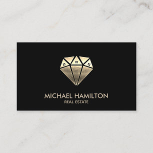 Carte De Visite Logo de maison de diamant en or professionnel