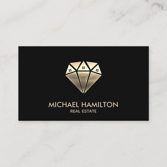 Carte De Visite Logo de maison de diamant en or professionnel (Devant)