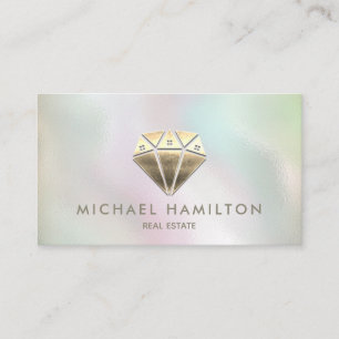 Carte De Visite Logo de maison de diamant en or professionnel