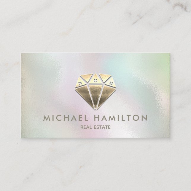Carte De Visite Logo de maison de diamant en or professionnel (Devant)