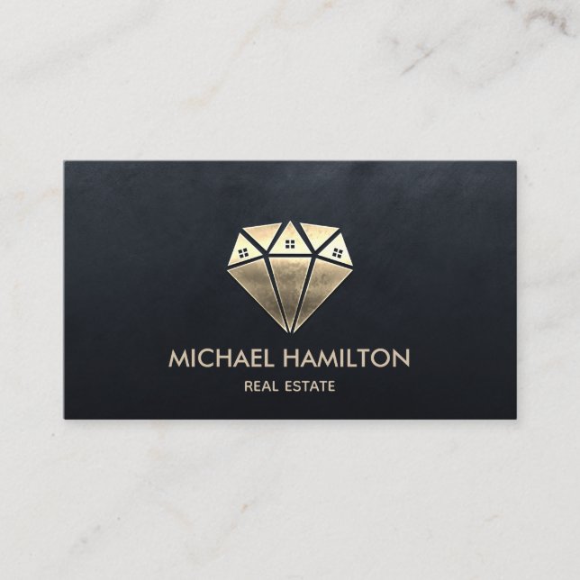 Carte De Visite Logo de maison de diamant en or professionnel (Devant)