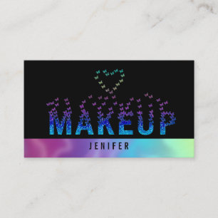 Carte De Visite Logo de maquillage de papillons holographiques de 