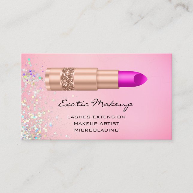 Carte De Visite Logo de maquillage de Parties scintillant rose Qr  (Devant)