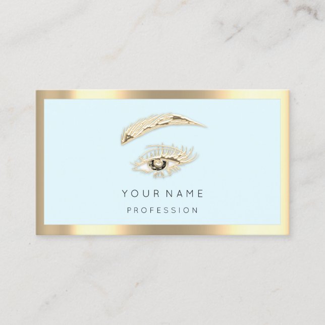 Carte De Visite Logo de maquillage Eyelash Brow Qr Code Blue Paste (Devant)