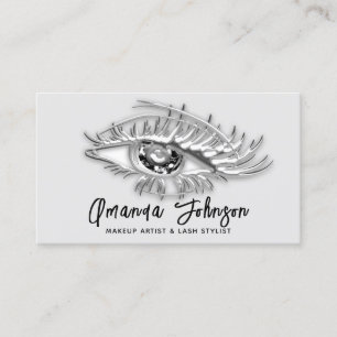 Carte De Visite Logo de maquillage Eyelash Qr Code Black White Sil