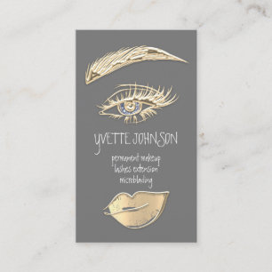 Carte De Visite Logo de maquillage permanent Lash Brow QRCode Gold