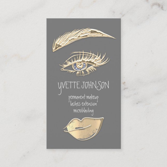 Carte De Visite Logo de maquillage permanent Lash Brow QRCode Gold (Devant)