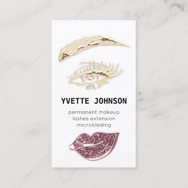 Carte De Visite Logo de maquillage permanent Lash Brow Rose QRCode (Devant)