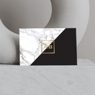 Carte De Visite Logo de marbre géométrique moderne/Monogramme noir