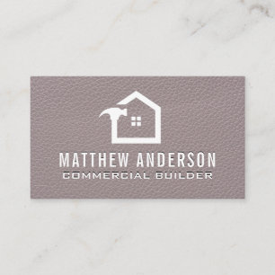 Carte De Visite Logo de marteau de maison   Texture de cuir 