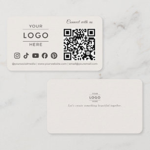 Carte De Visite Logo de médias sociaux en code QR minimaliste mode