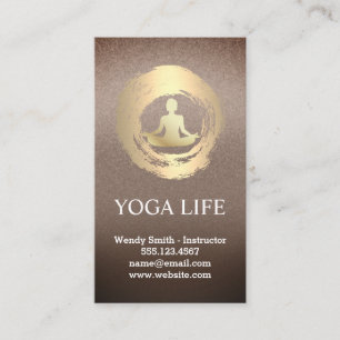 Carte De Visite Logo de méditation d'or   Yoga