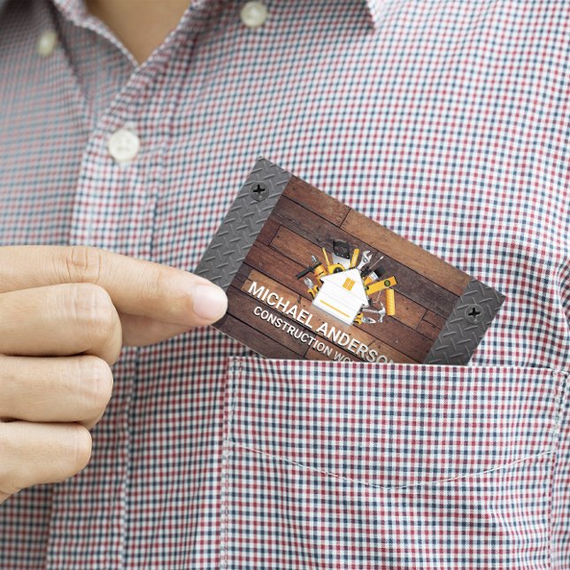 Carte De Visite Logo de menuiserie des outils de construction | Bo (Créateur téléchargé)