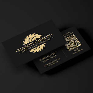 Carte De Visite Logo de menuiserie moderne en noir