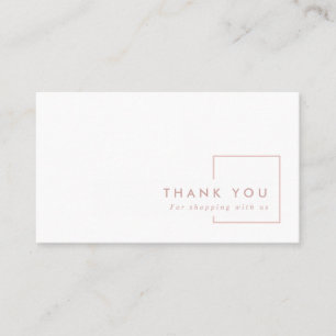 CARTE DE VISITE LOGO DE MERCI DE RECTANGLE BLANC ROSE MINIMAL
